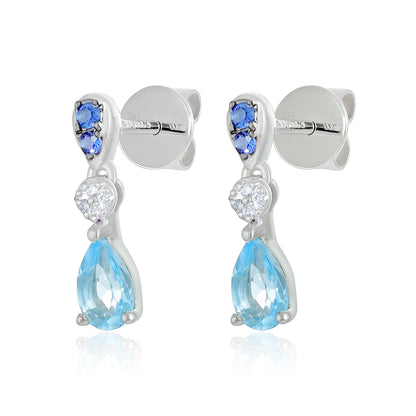 9ct White Gold Semi Precious Gemstone Earrings - FJewellery
