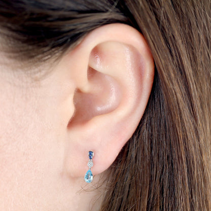 9ct White Gold Semi Precious Gemstone Earrings - FJewellery