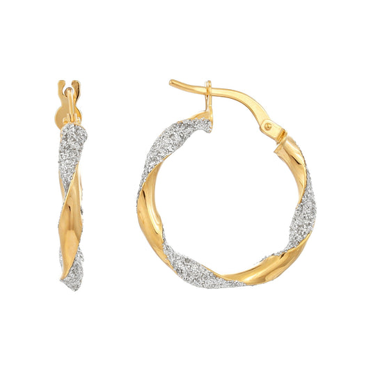 9ct Yellow And White Gold Hoop Earrings 22mm 106447 - FJewellery