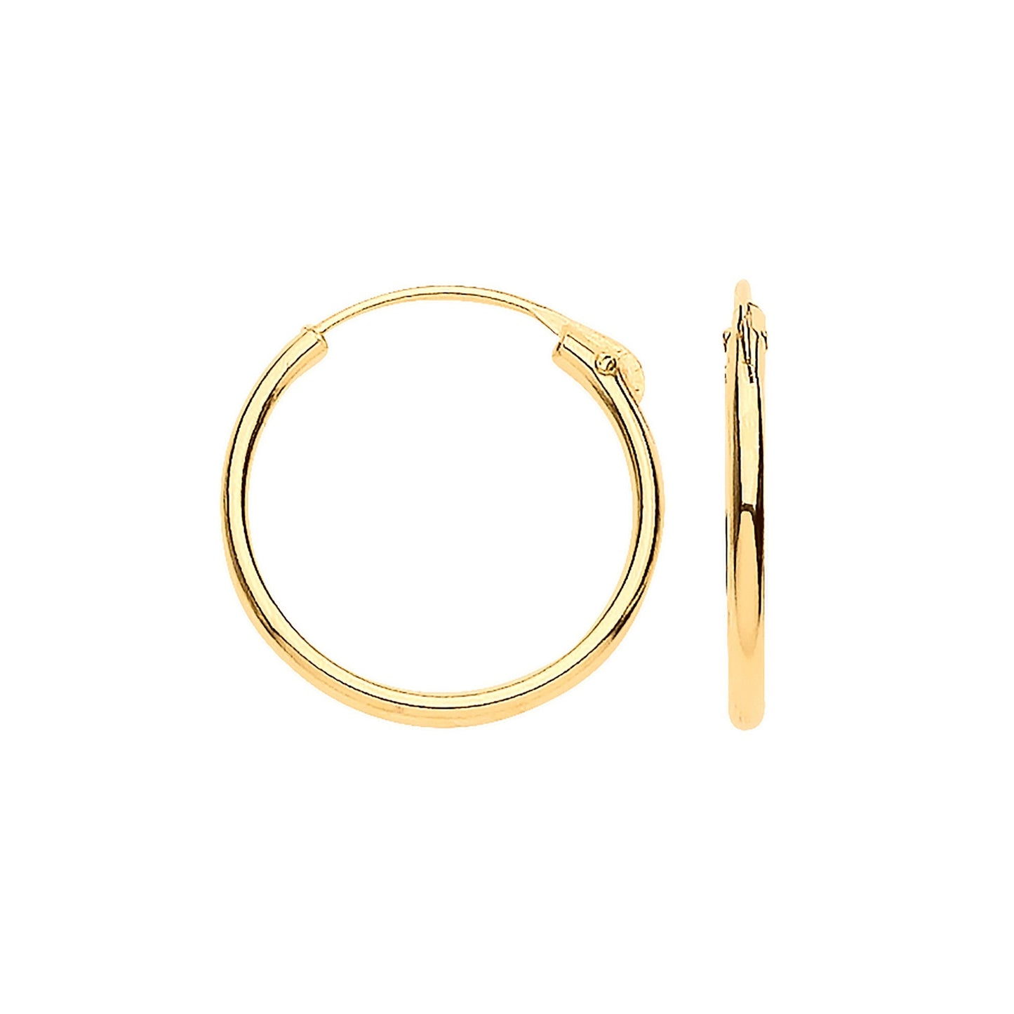 9ct yellow gold 10mm Plain Sleepers DSHER1684 - FJewellery