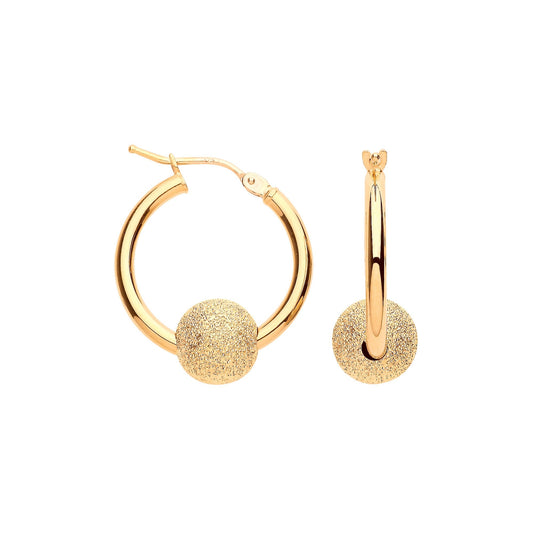 9ct Yellow Gold 19mm Glitter Ball Hoop Earrings DSHER1706 - FJewellery