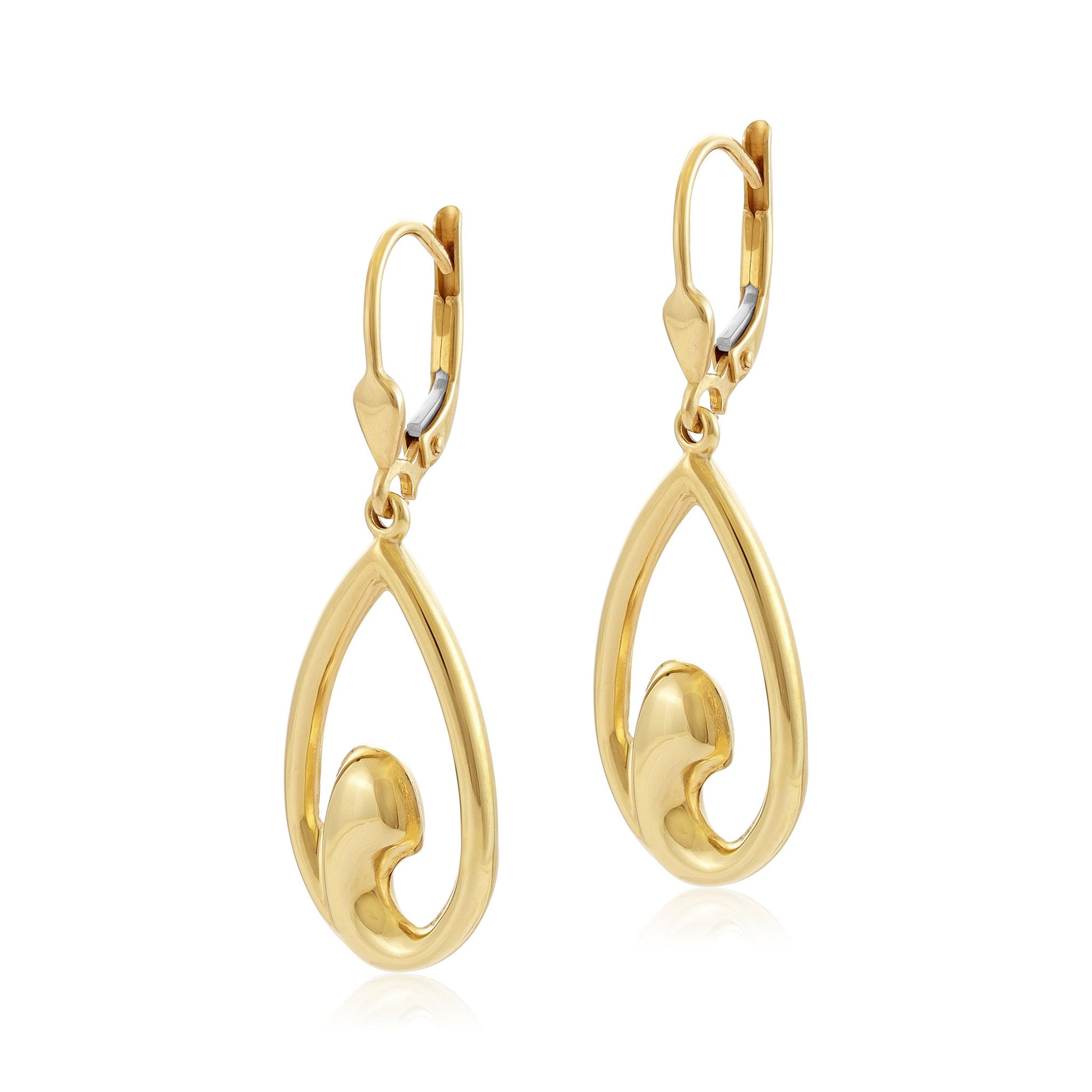 9ct Yellow Gold Abstract Detail Drop Earrings - FJewellery