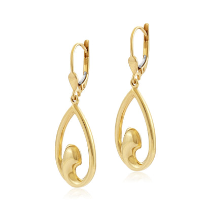 9ct Yellow Gold Abstract Detail Drop Earrings - FJewellery
