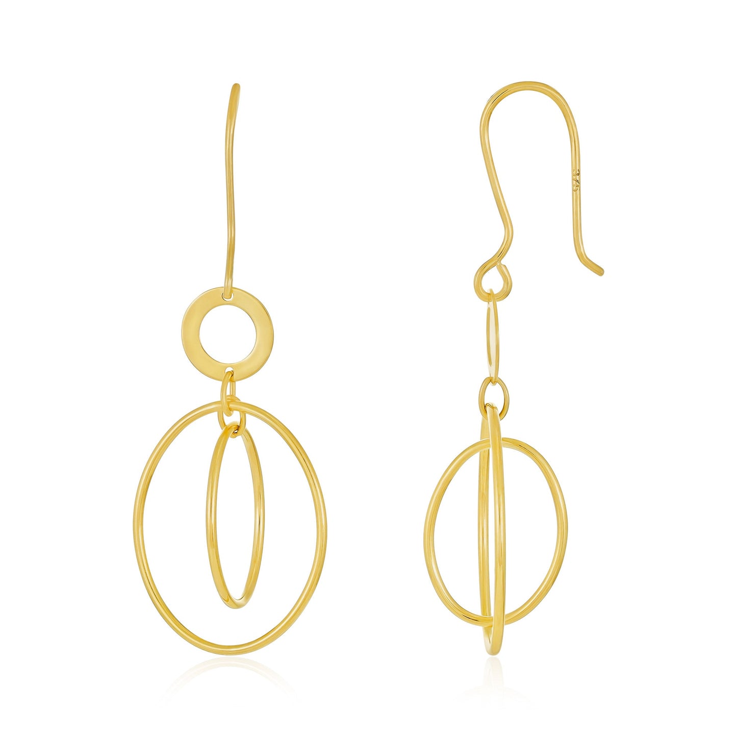 9ct Yellow Gold Abstract Drop Detail Earrings - FJewellery