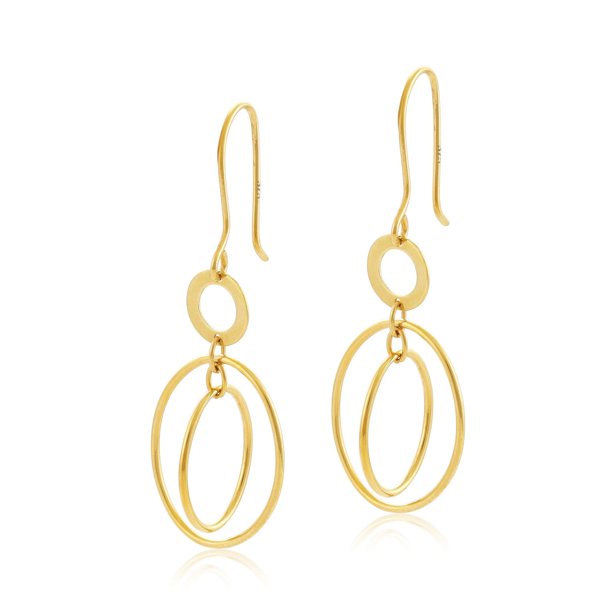 9ct Yellow Gold Abstract Drop Detail Earrings - FJewellery