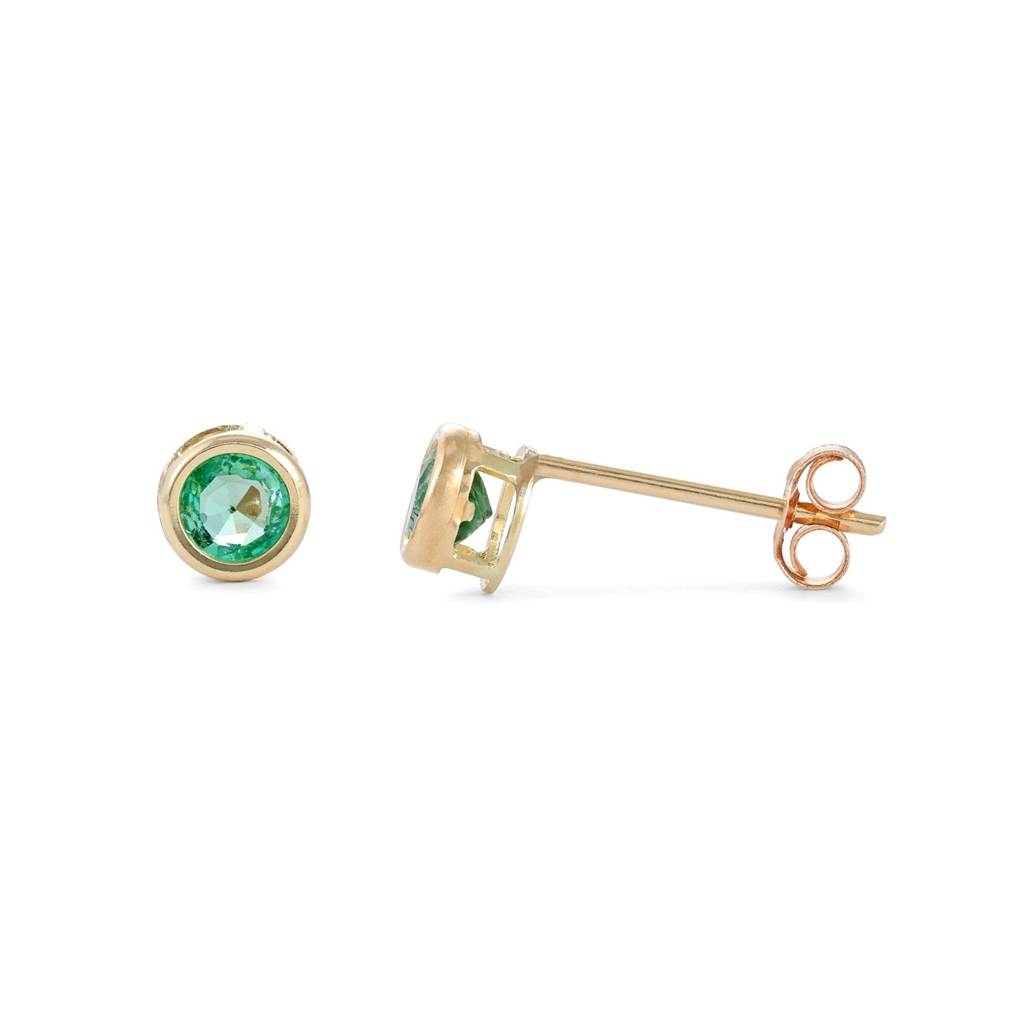 9ct Yellow Gold And Emerald Stud Earrings 3.8mm 106760 - FJewellery