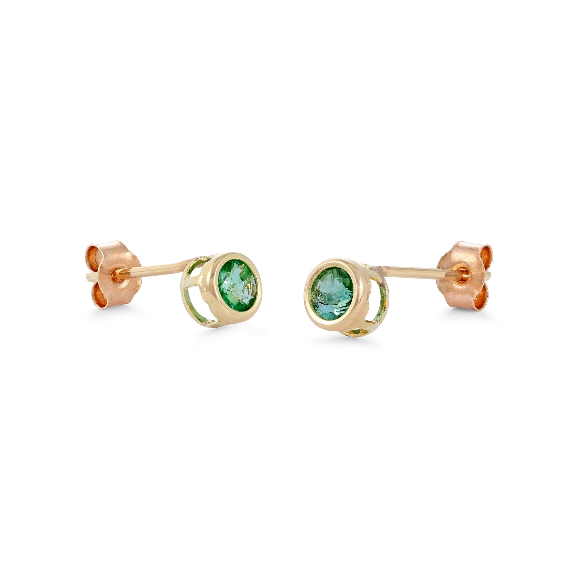 9ct Yellow Gold And Emerald Stud Earrings 3.8mm 106760 - FJewellery