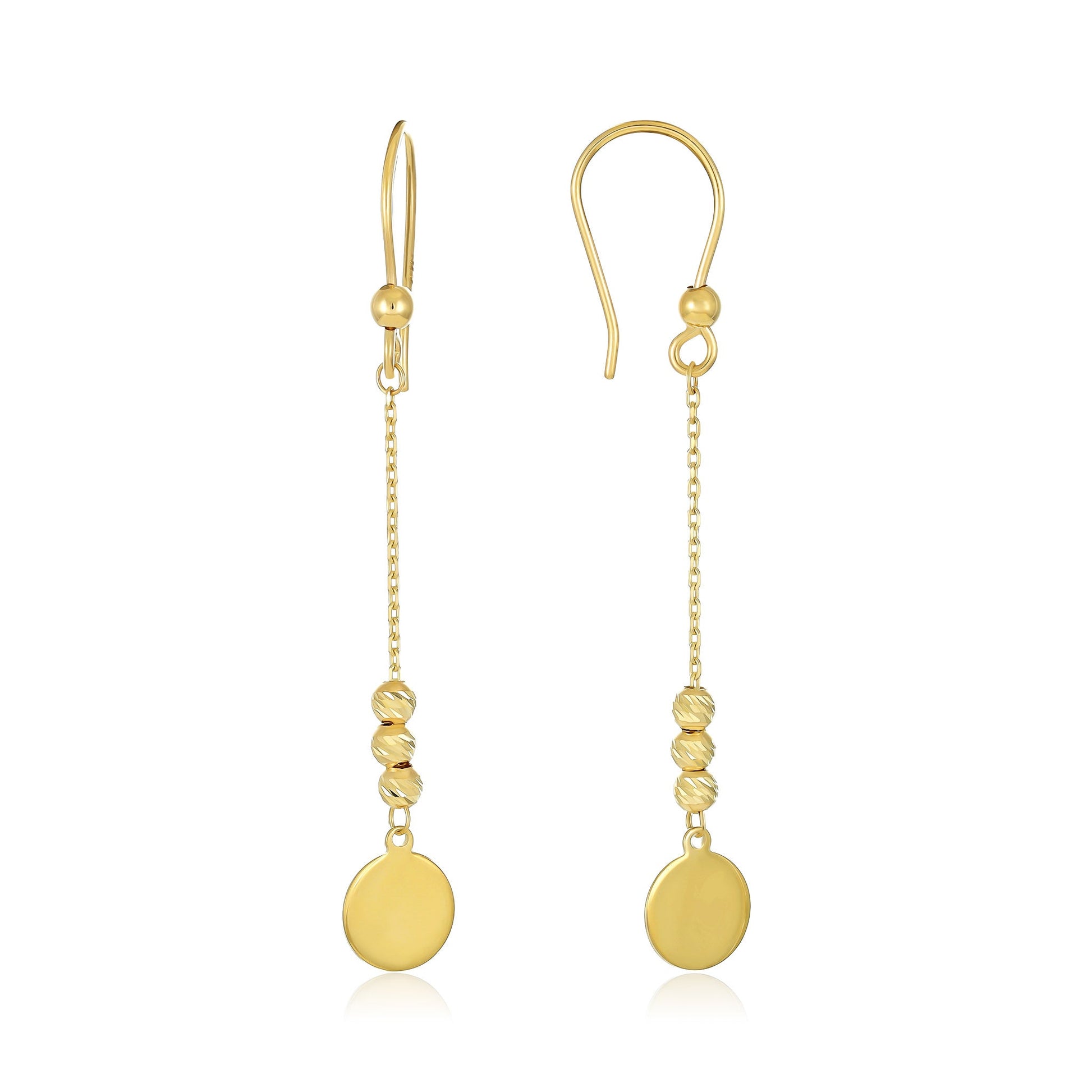 9ct Yellow Gold Beaded Drop Earrings - FJewellery