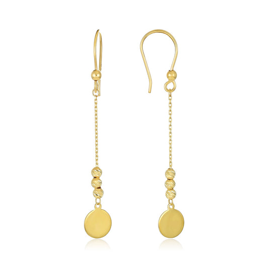 9ct Yellow Gold Beaded Drop Earrings - FJewellery