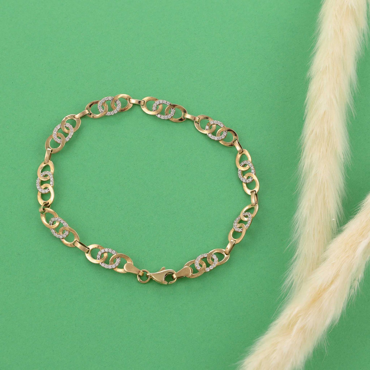 9ct yellow gold bracelet with stones 00006827 - FJewellery