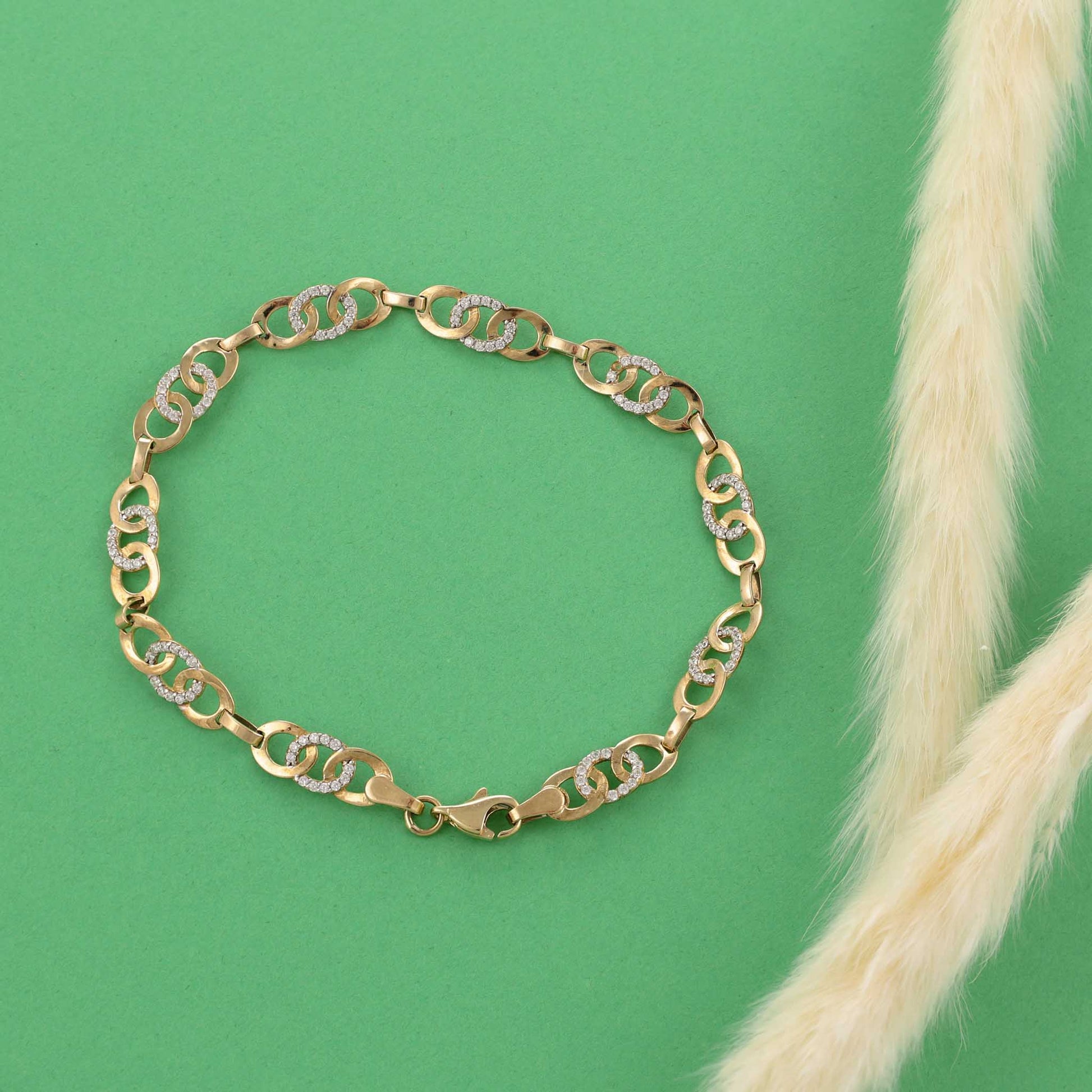 9ct yellow gold bracelet with stones 00006827 - FJewellery