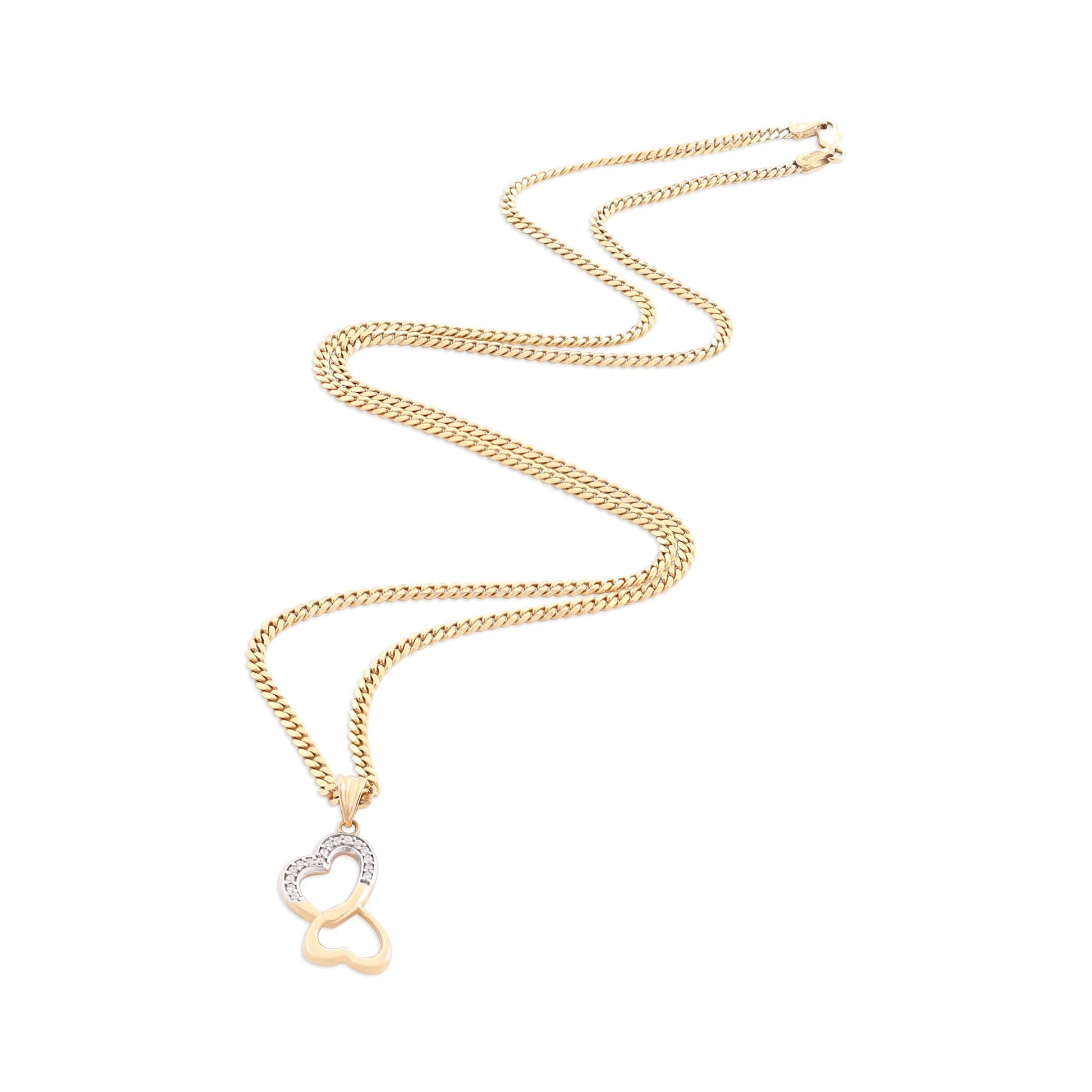 9ct yellow gold chain with heart pendant 02031640 - FJewellery
