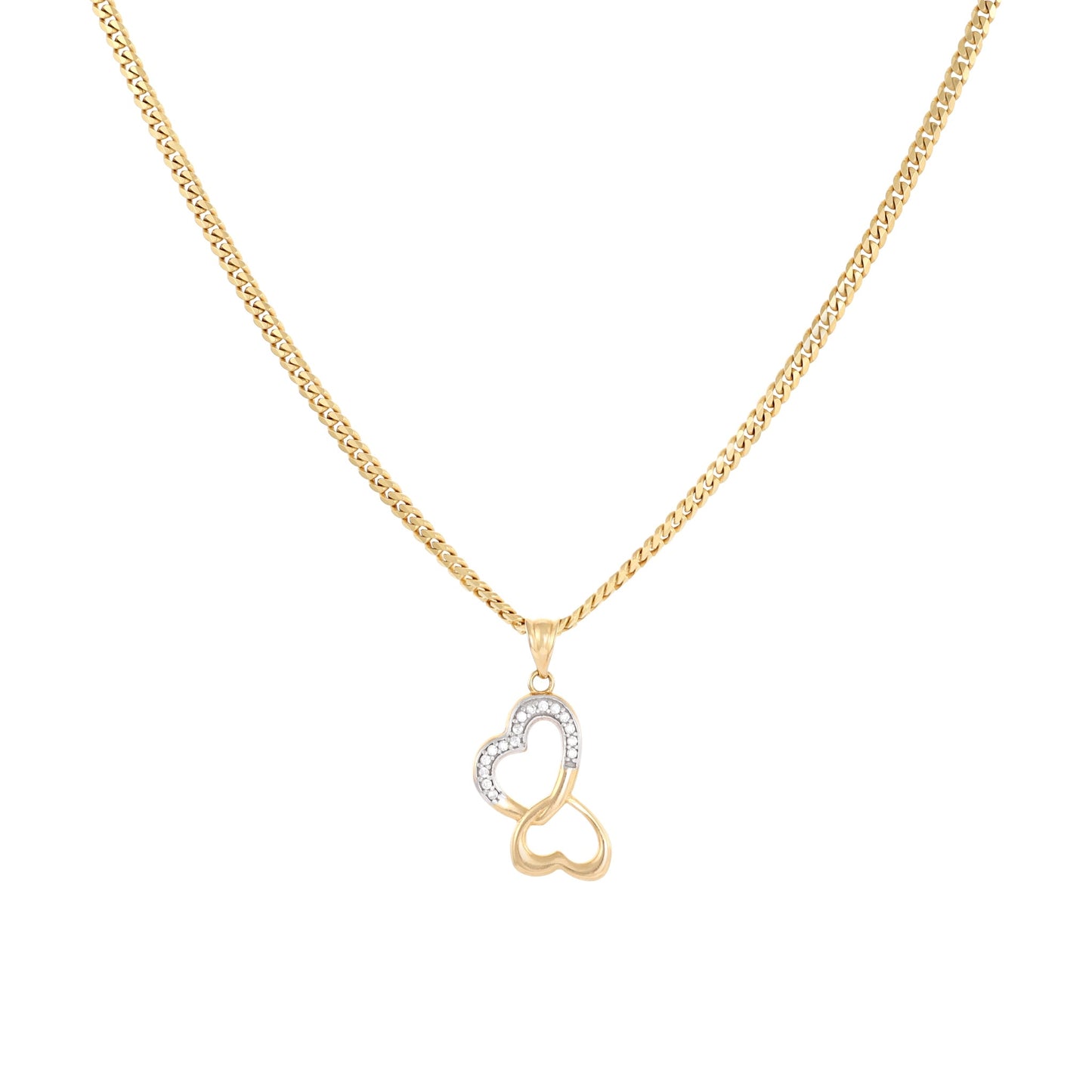 9ct yellow gold chain with heart pendant 02031640 - FJewellery
