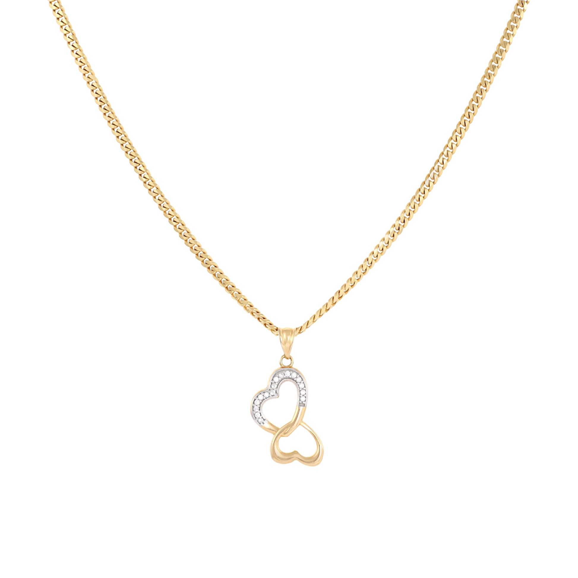 9ct yellow gold chain with heart pendant 02031640 - FJewellery
