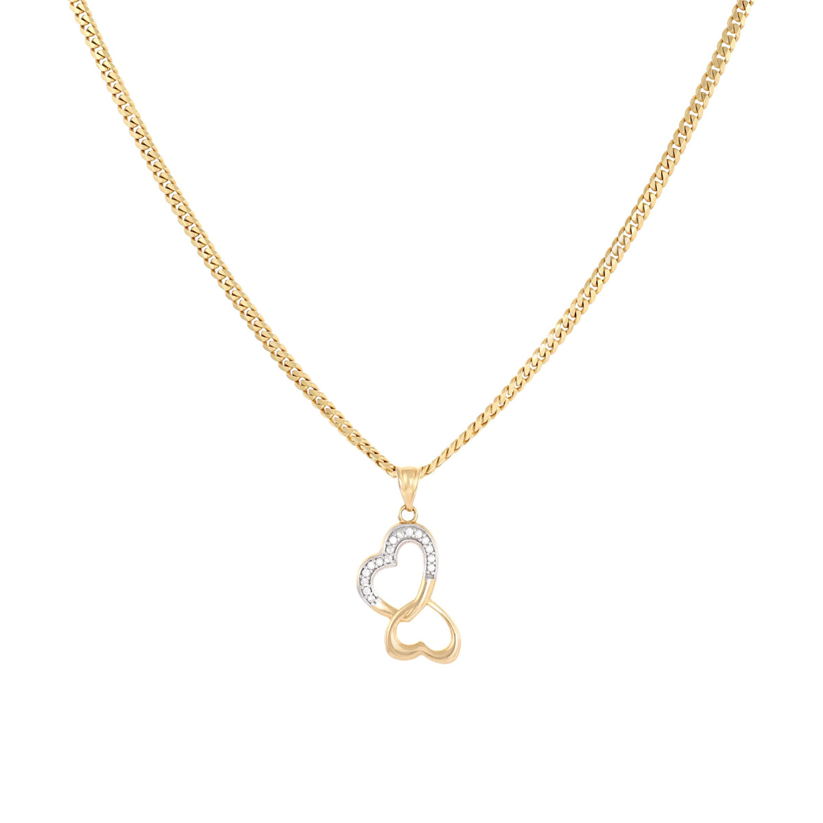 9ct yellow gold chain with heart pendant 02031640 - FJewellery
