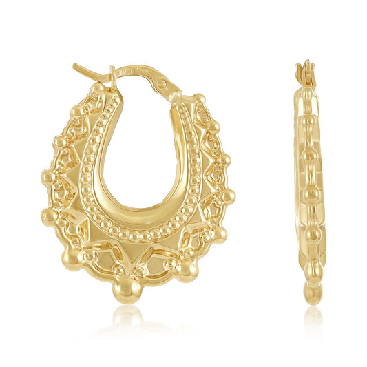 9ct Yellow Gold Classic Creole Hoop Earring - FJewellery