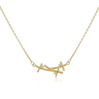9ct Yellow Gold Cluster Cross Pendant Necklace - FJewellery