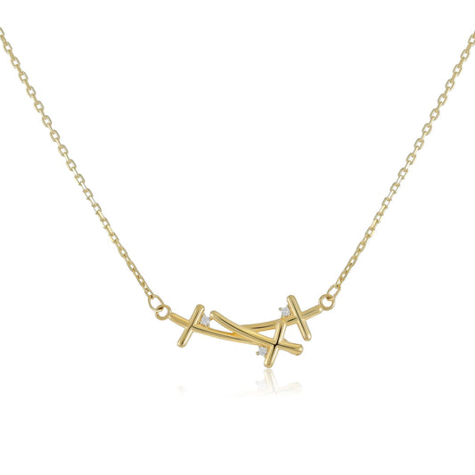 9ct Yellow Gold Cluster Cross Pendant Necklace - FJewellery