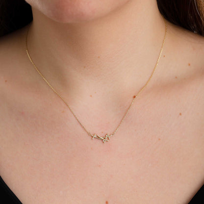 9ct Yellow Gold Cluster Cross Pendant Necklace - FJewellery