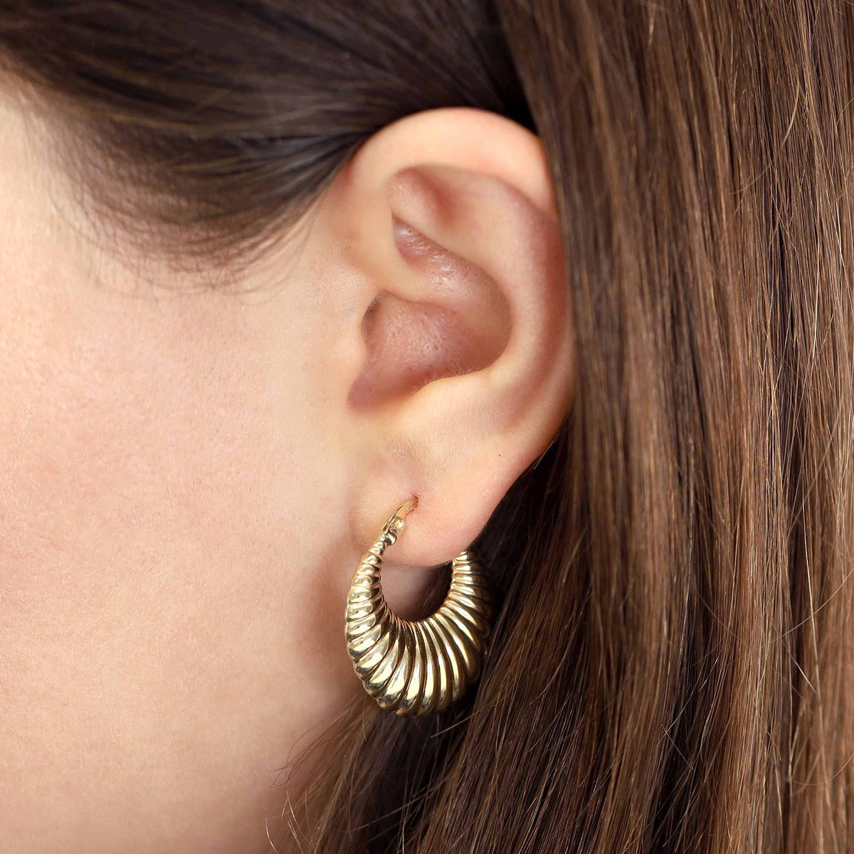 9ct Yellow Gold Creole Hoop Earrings - FJewellery