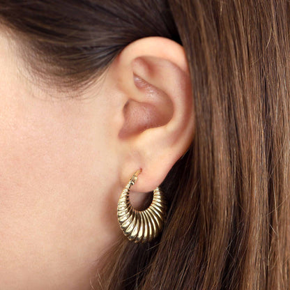 9ct Yellow Gold Creole Hoop Earrings - FJewellery