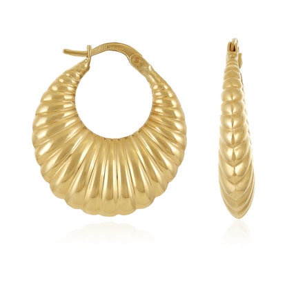 9ct Yellow Gold Creole Hoop Earrings - FJewellery
