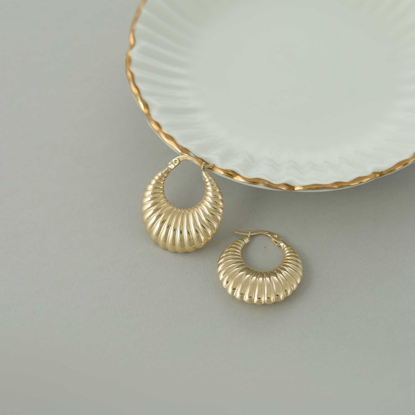 9ct Yellow Gold Creole Hoop Earrings - FJewellery