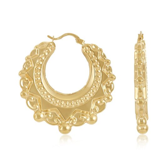 9ct Yellow Gold Creole Hoop Earrings - FJewellery