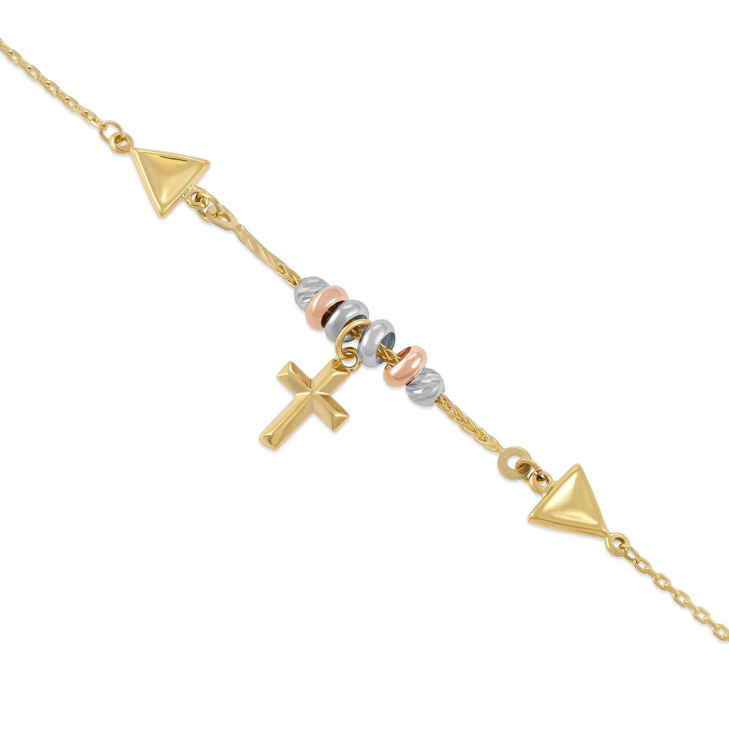 9ct Yellow Gold Cross Charm Bracelet - FJewellery