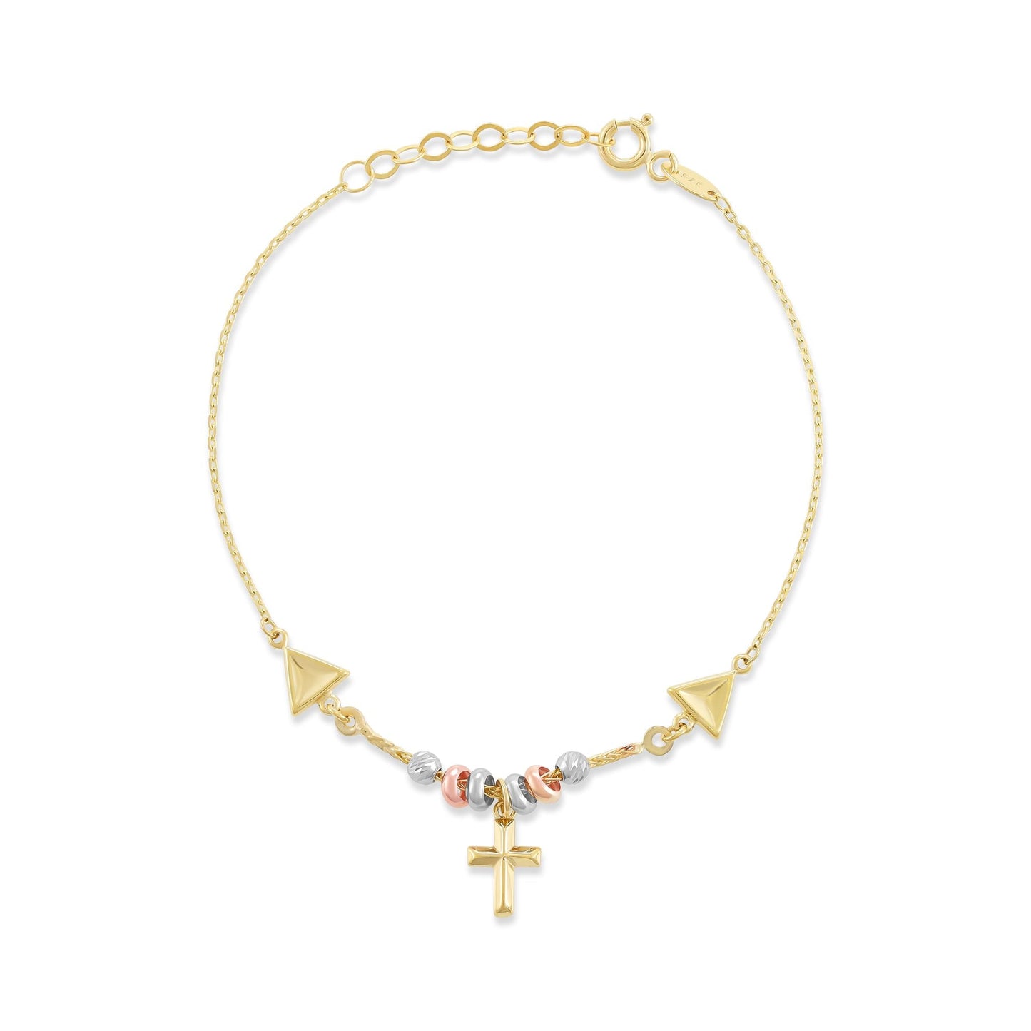 9ct Yellow Gold Cross Charm Bracelet - FJewellery
