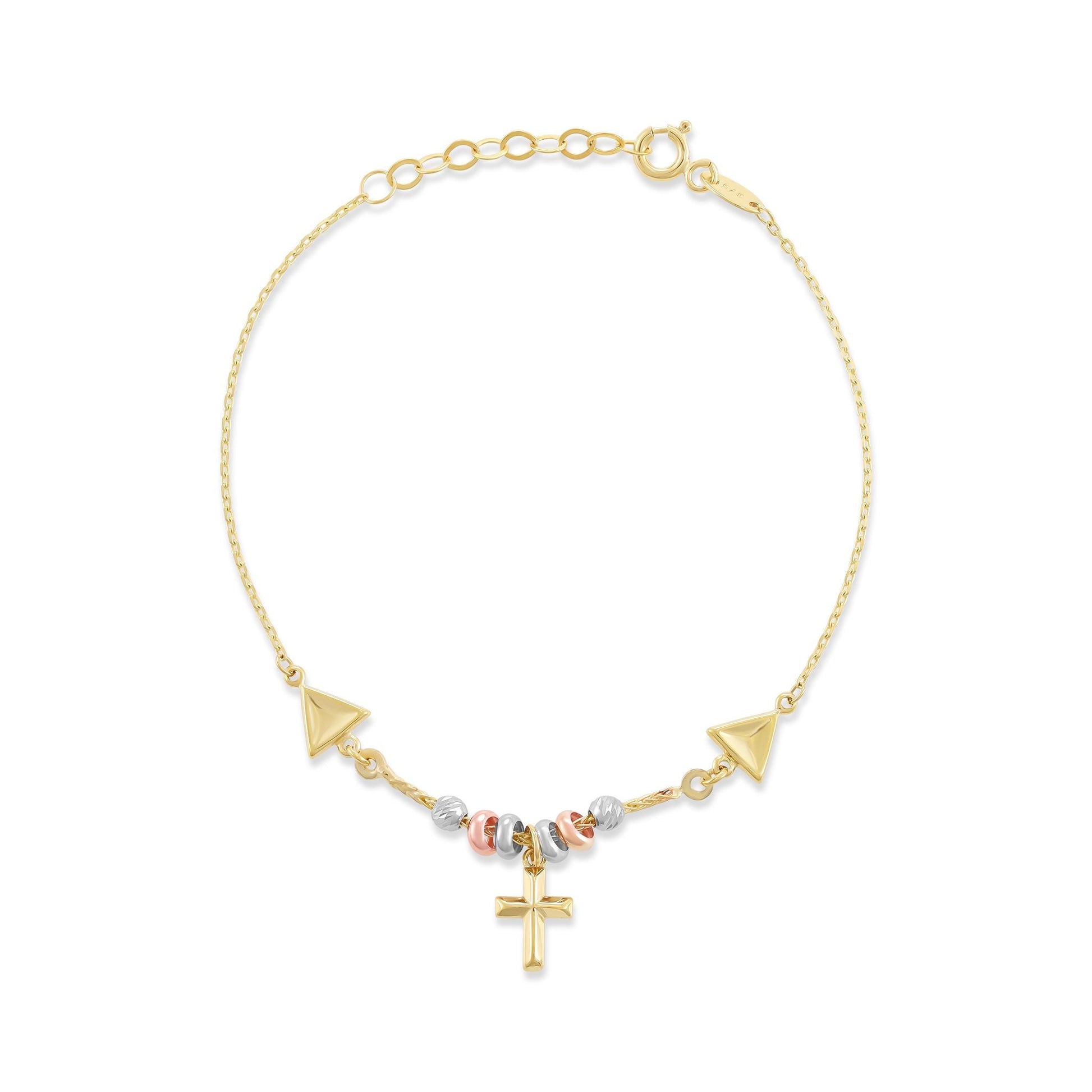 9ct Yellow Gold Cross Charm Bracelet - FJewellery
