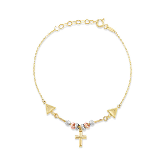9ct Yellow Gold Cross Charm Bracelet - FJewellery
