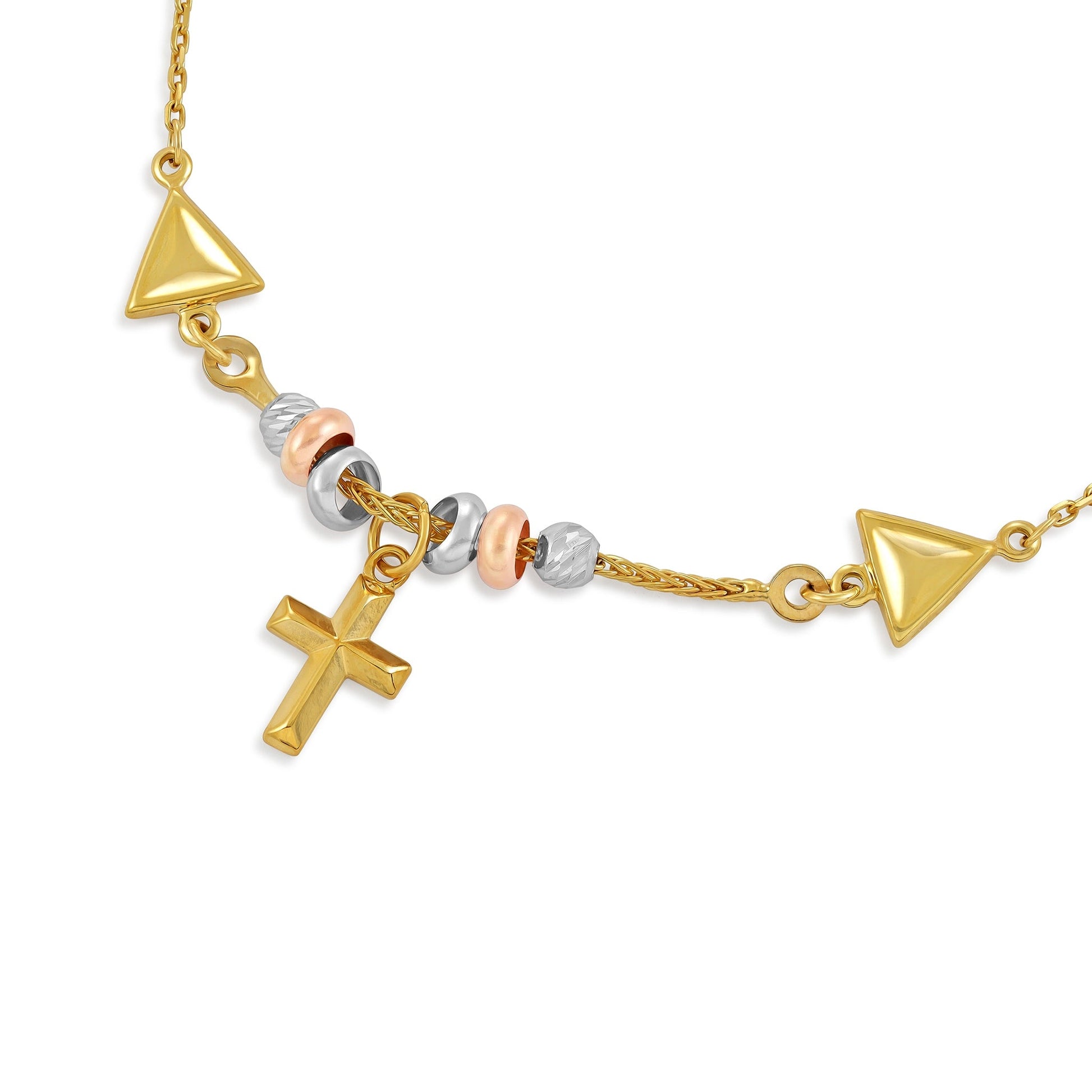 9ct Yellow Gold Cross Charm Bracelet - FJewellery