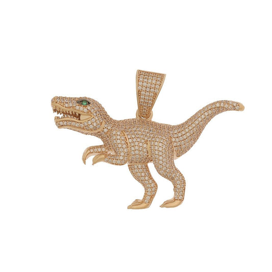 9ct Yellow Gold Cubic Zircona Dinosaur Pendant HPP0052 - FJewellery