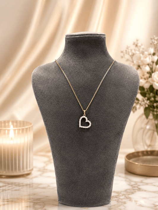 9ct Yellow Gold Cubic Zirconia Detail Heart Pendant PNG0003 - FJewellery
