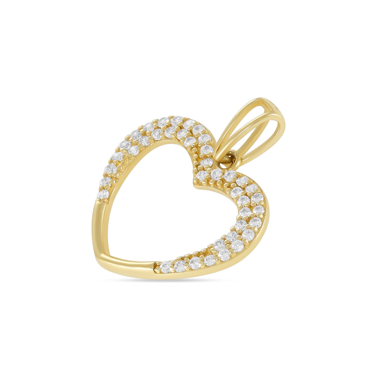 9ct Yellow Gold Cubic Zirconia Detail Heart Pendant PNG0003 - FJewellery