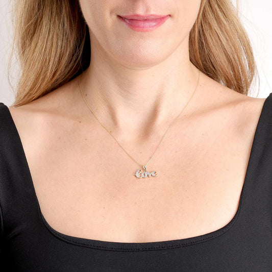 9ct Yellow Gold Cubic Zirconia Love Pendant PD9013 - FJewellery
