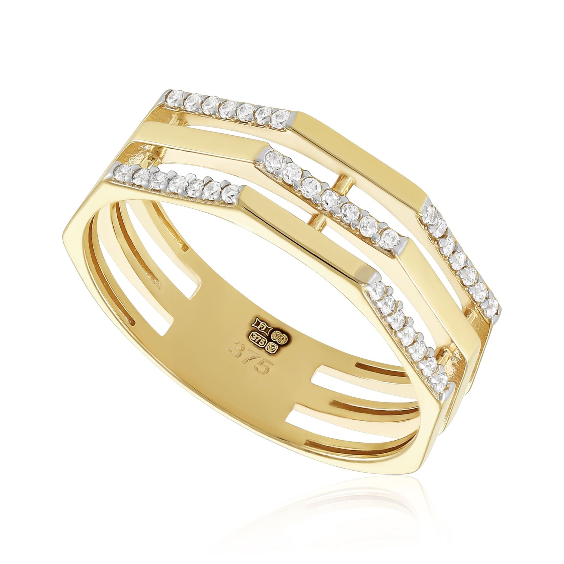 9ct Yellow Gold Cubic Zirconia Ring - FJewellery