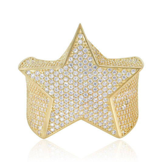 9ct Yellow Gold Cubic Zirconia Star Ring - FJewellery