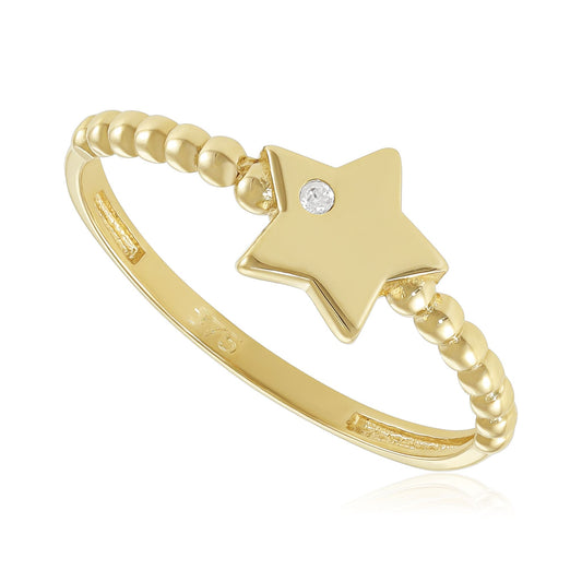 9ct Yellow Gold Cubic Zirconia Star Ring - FJewellery