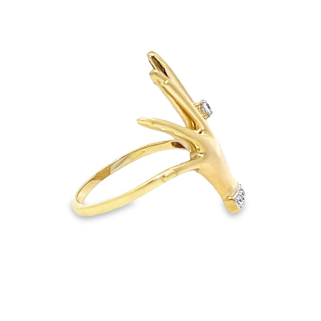 9ct Yellow Gold Cz Hand Ring 111157 - FJewellery
