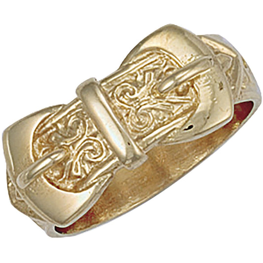 9ct Yellow Gold Double Buckle Ring - FJewellery