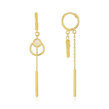 9ct Yellow Gold Double Drop Circle and Spike Earrings - FJewellery