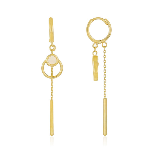 9ct Yellow Gold Double Drop Circle and Spike Earrings - FJewellery