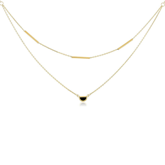 9ct Yellow Gold Double Drop Detail Necklace - FJewellery