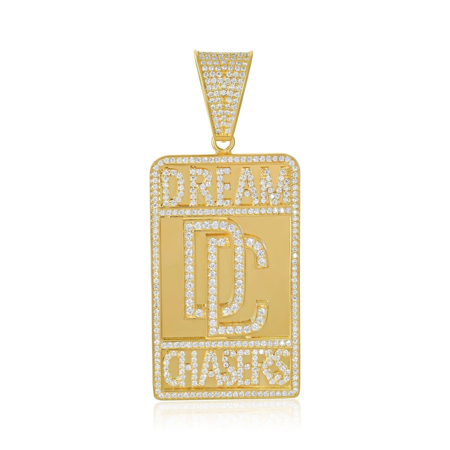 9ct Yellow Gold Dream Chaser Cubic Zirconia Large Pendant - FJewellery