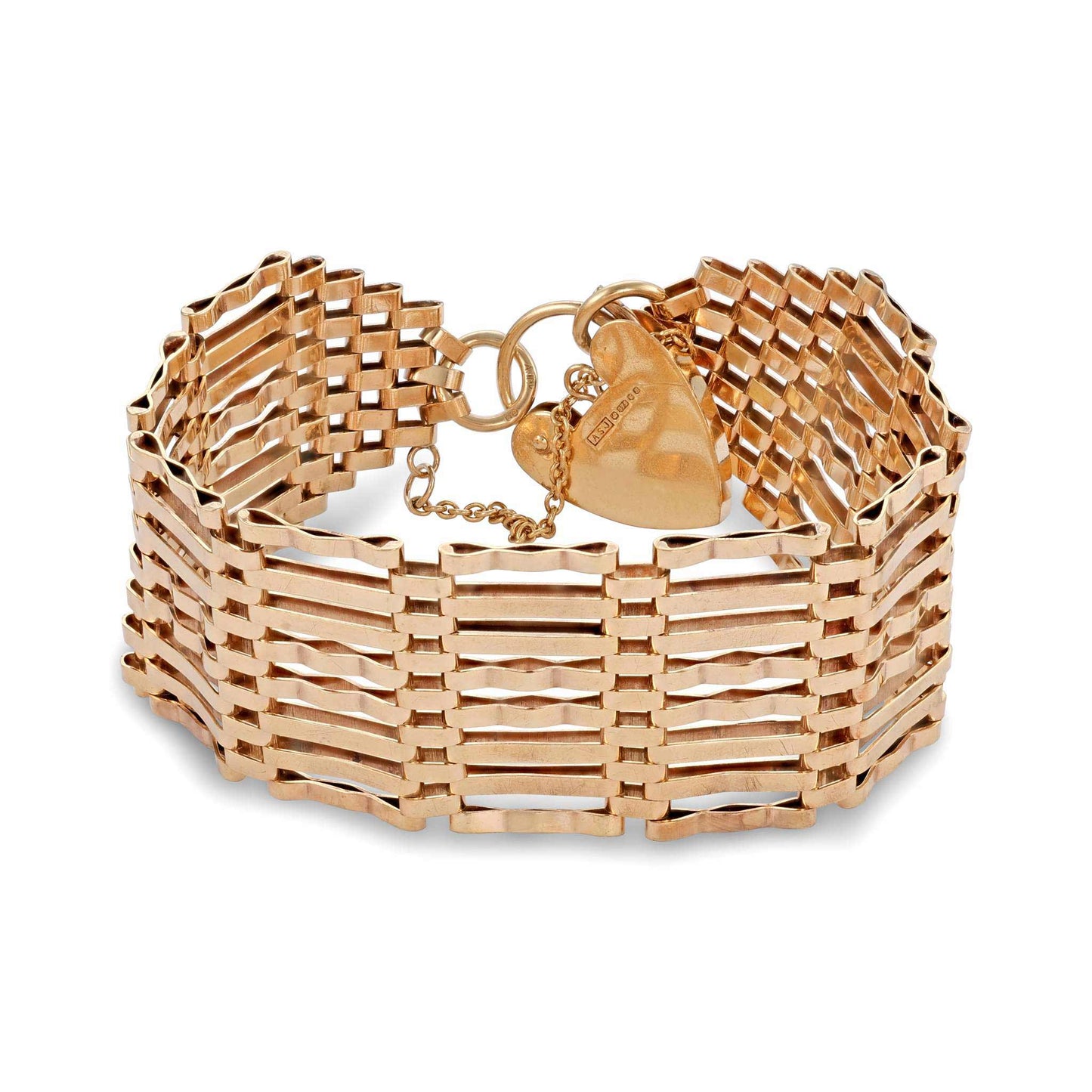 9ct yellow gold gate bracelet with heart charm 02033208 - FJewellery