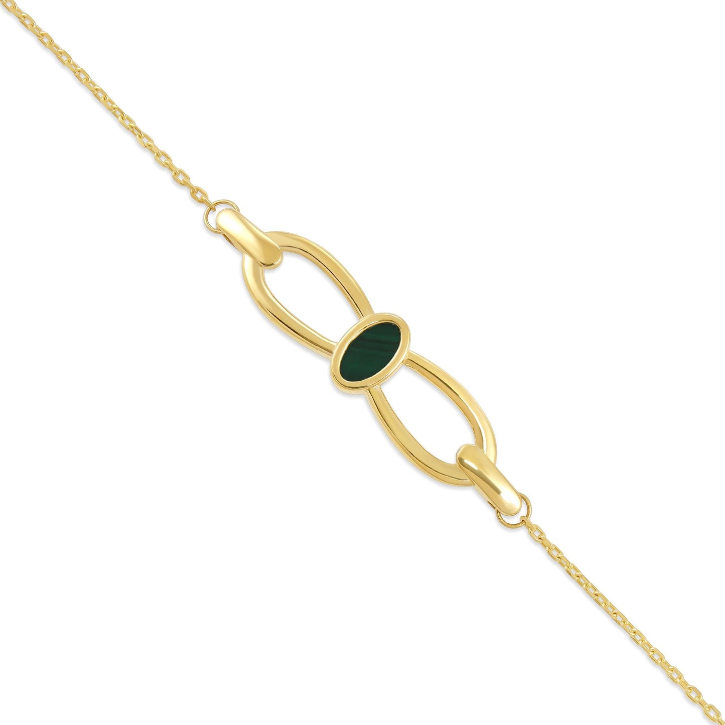 9ct Yellow Gold Green Enamel Bracelet - FJewellery