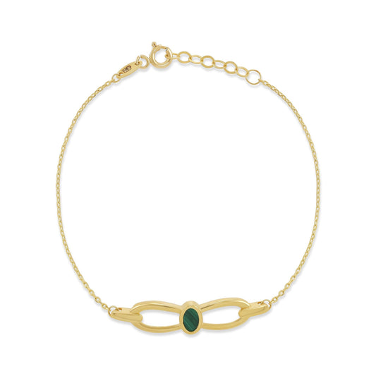 9ct Yellow Gold Green Enamel Bracelet - FJewellery