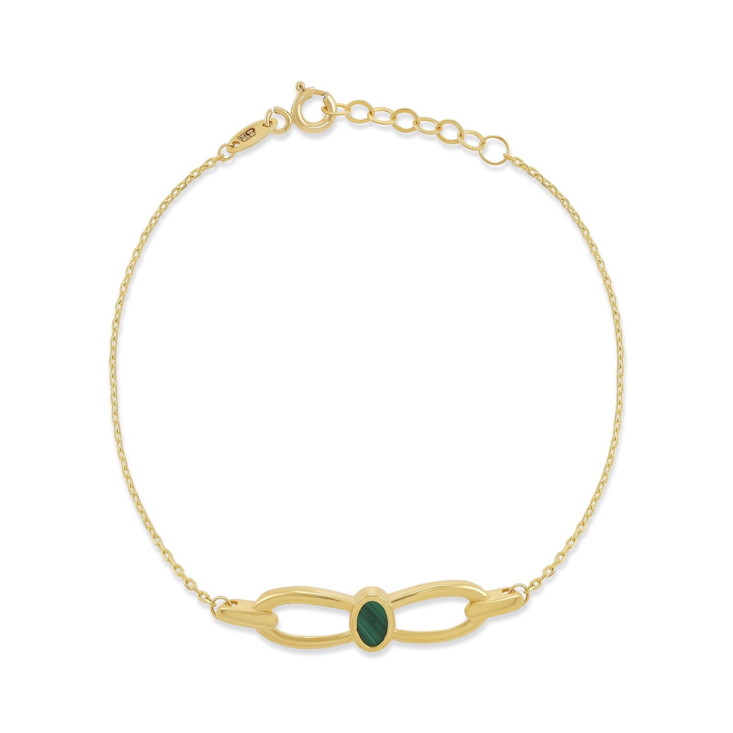 9ct Yellow Gold Green Enamel Bracelet - FJewellery